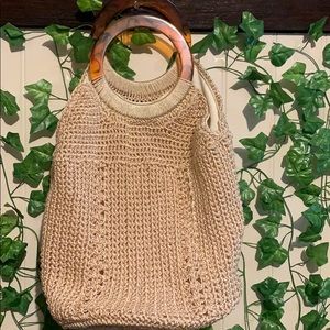 Tortoiseshell Handled Woven Handbag